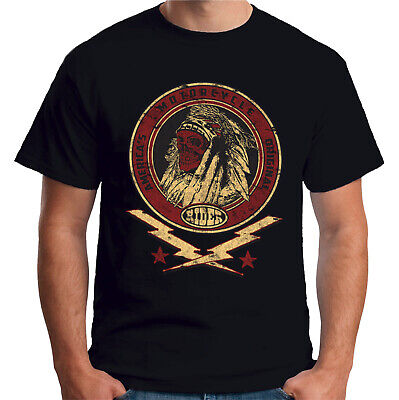 T-shirt uomo Velocitee biker nativi americani indiani teschio A17779