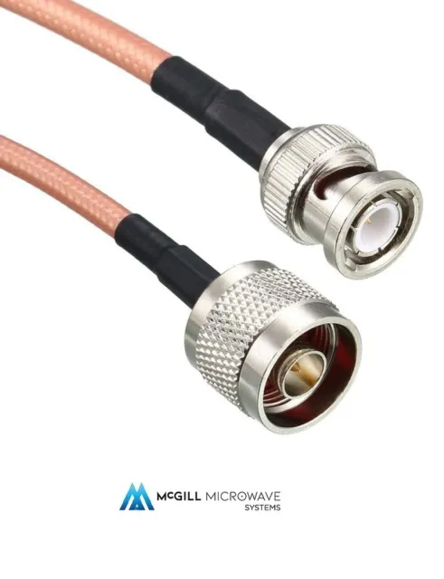 N Male to BNC Male Cable Assembly Low Loss Coaxial RG142 Low Loss Military Spec