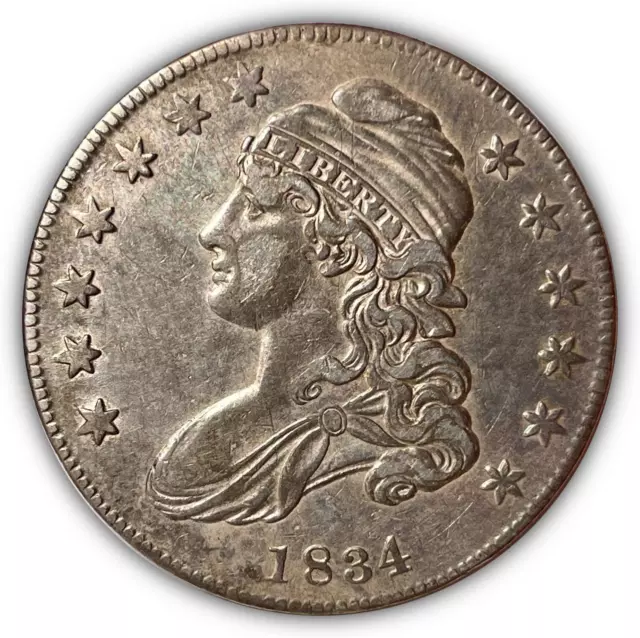 1834 SD SL Capped Bust Half Dollar Near Almost Uncirculated AU Coin #5212