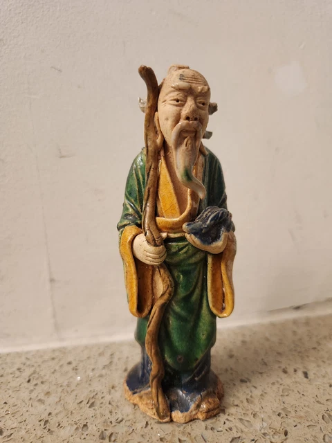 VINTAGE CHINESE FIGURINE MUD MAN Scholar