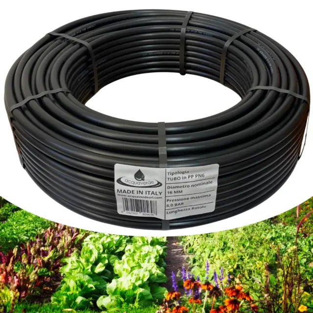 TUBO IRRIGAZIONE da GIARDINO in POLIETILENE ø 16 mm PN6 per ORTO GIARDINAGGIO