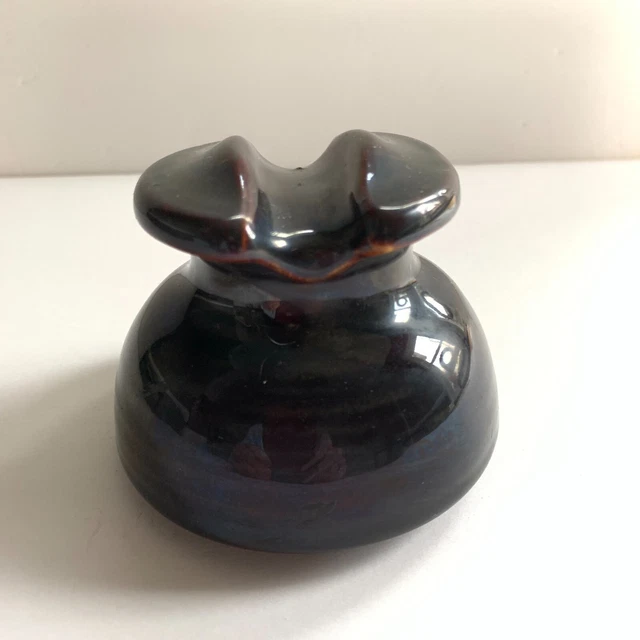 Vintage Saddleback Brown Glazed Ceramic Insulator No Mark Very Nice Condition