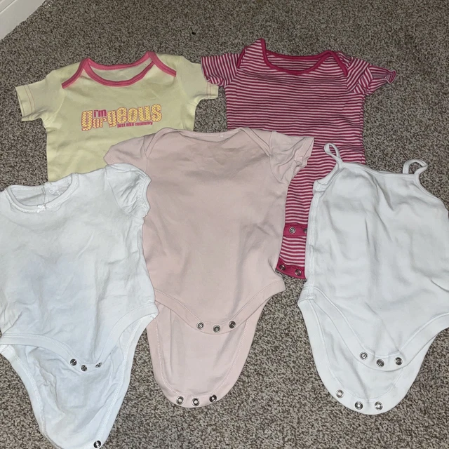 pacchetto di 5 body bambine maniche corte, età 3-6 mesi