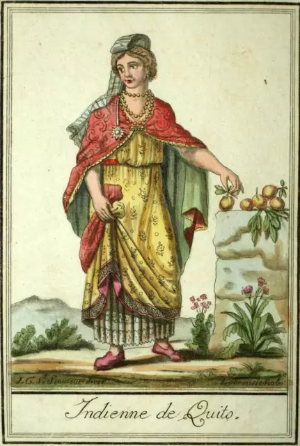 INDIENNE DE QUITO (San Francisco de Quito) gravure illustration de Grasset 1797