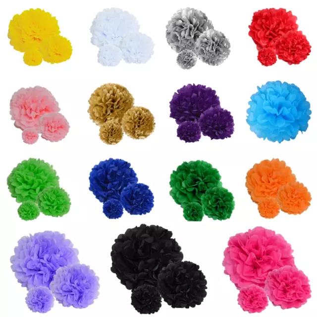 10 Pack of 10" Paper Pom Poms Pompom Wedding Party Hanging Garland Tissue Decor