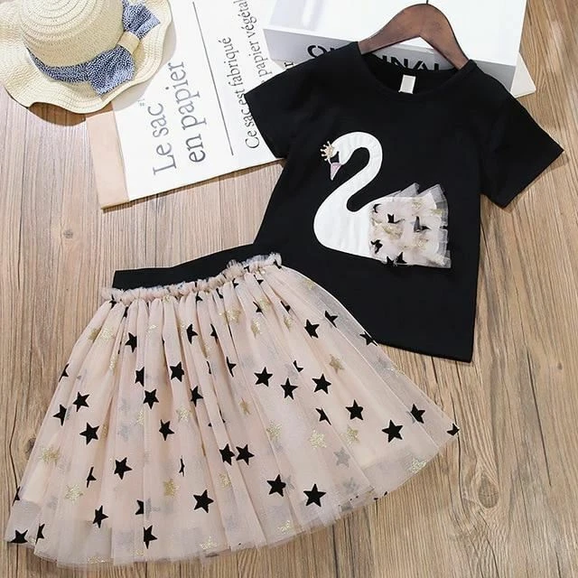 2 PC / Set Ragazze Estate Abbigliamento Coreana Jeans Manica Corta T-Shirt + 11