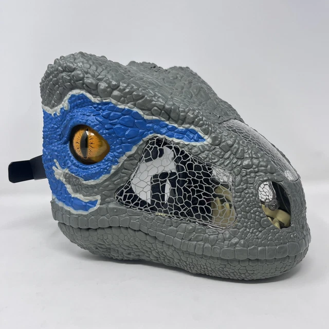 Blue Raptor Mask JURASSIC WORLD VELOCIRAPTOR Blue Mask Animated Jurassic Park Dinosaur ...
