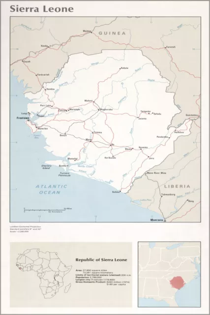 Poster, Many Sizes; Cia Map Of Sierra Leone 1976