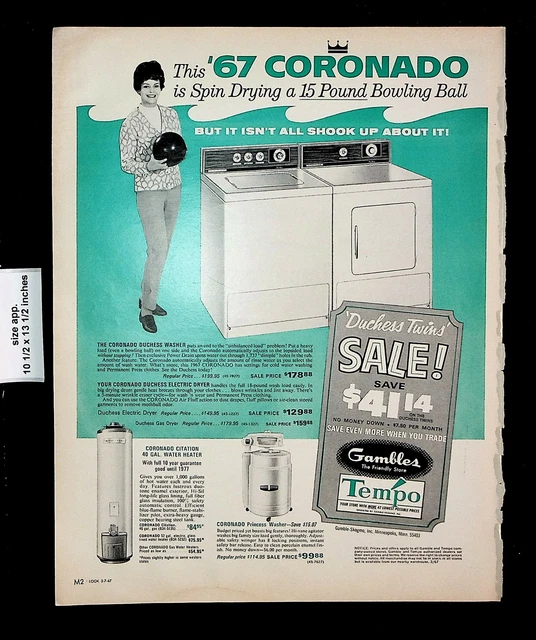 1967 GAMBLES '67 Coronado Spin Dryer Washer Bowling Ball Vintage Print Ad 26521 £9.79 PicClick UK
