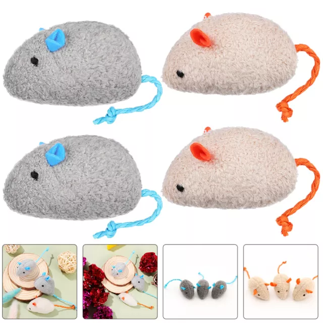 4 Pcs Simulation Mouse Toy Plush Cat Teething Chew Toys Nip