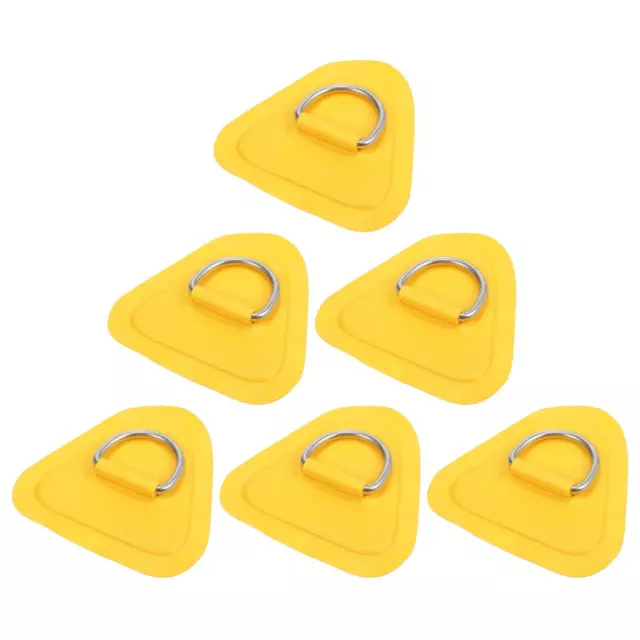 6 Piezas Kayak D Anillo Parche PVC Inoxidable Acero Triángulo Forma Amarillo