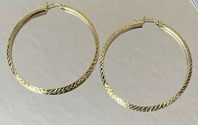 Giani Bernini 18K Gold Over Sterling Silver Large Hoop Texture Earrings 2" 2