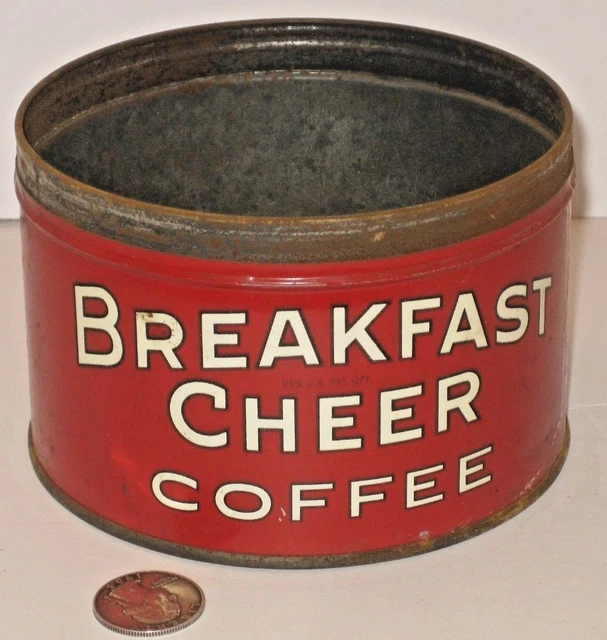 【レア】【ヴィンテージ】コーヒー缶 breakfast cheer coffee Vintage BREAKFAST CHEER Coffee 1LB Tin Can Campbell & Woods