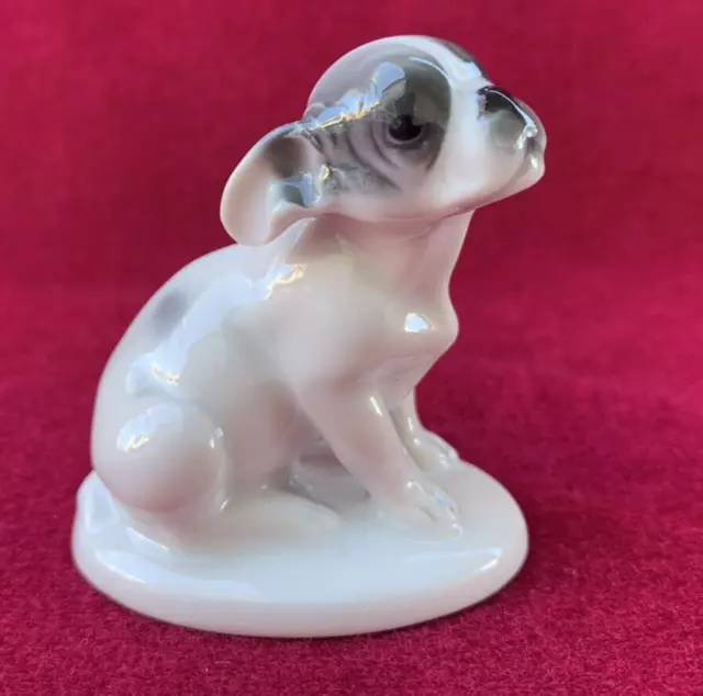 Vintage German Rosenthal Porcelain Sitting French Bulldog Puppy Dog Figurine