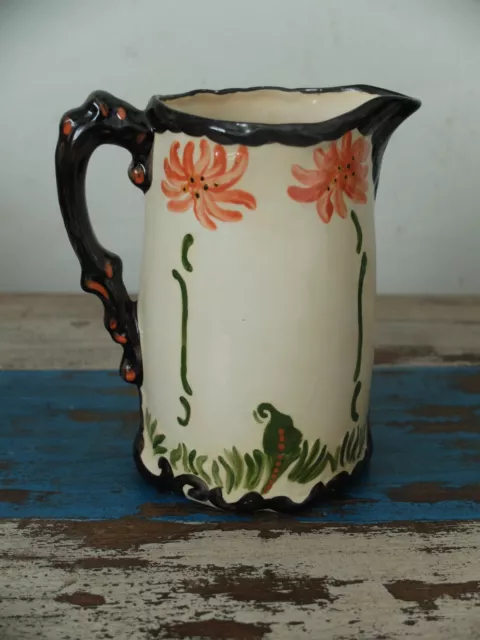 1980s Tony Wood family hand-painted pottery jug 3