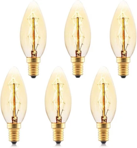 FanciBuy Vintage E14 Bulb, Candle Bulbs Small Screw 25W, 6 Pack Light...