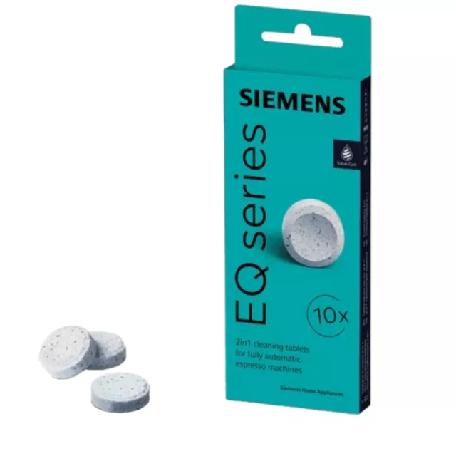 Siemens TZ80001B Cleaning Tablets EQ Bean to Cup Coffee Machines White 10 tablet