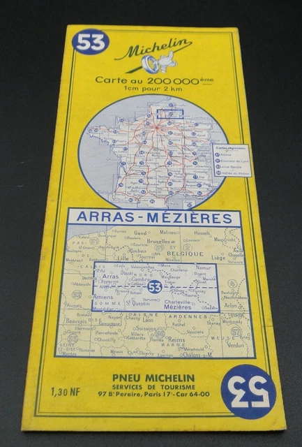 ANCIENNE CARTE ROUTIÈRE Michelin 1936 N°70 Beaune/Evian État D Usage