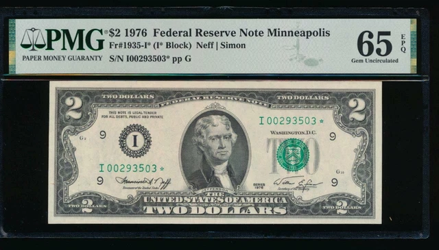 AC 1976 $2 Minneapolis FRN *STAR* PMG 65 EPQ Fr 1935-I*