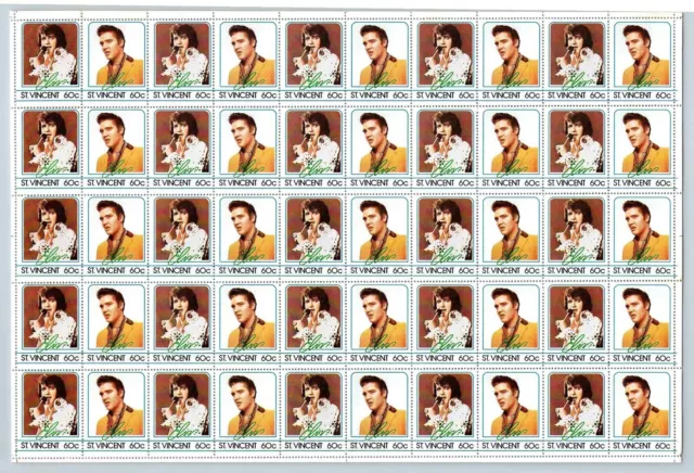 St. Vincent 1985, 60c Elvis Presley MNH Full Complete Sheet  #V17709