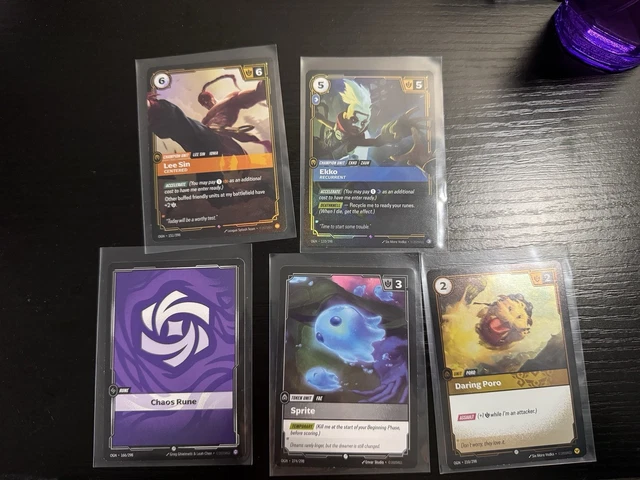 RIFTBOUND TCG LEE Sin, Ekko, Chaos Rune,sprite And Daring Poro. £14.22 ...