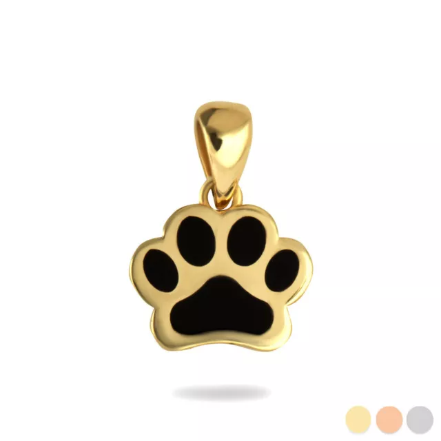 Gold Dog Paw Enamel Pendant Necklace (Available in Yellow/Rose/White Gold)
