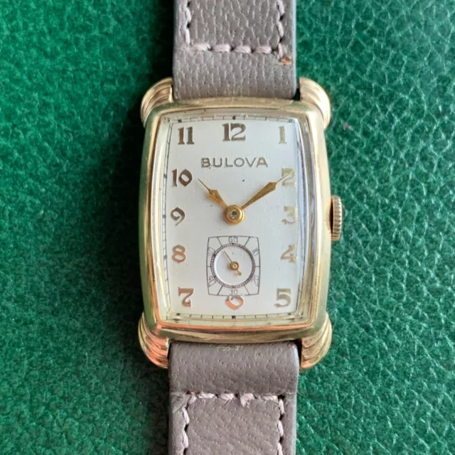 Vintage Bulova 8AH 17 Jewels 10K Rolled Gold Plate Art Deco Wristwatch