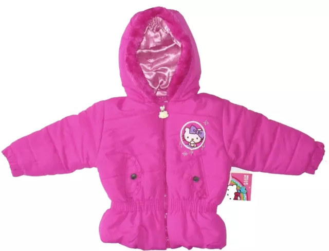 Hello Kitty Sanrio Finta Pelliccia Cappotto Invernale Piumino Giacca Nwt Bambini