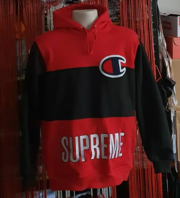 Supreme x deals champion red hoodie