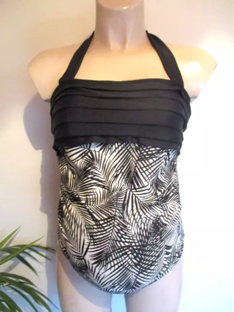 Next Maternity Black & White Print Pleat Swimsuit Swimming Costume Size 12