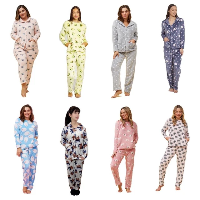 Women Pyjamas Pyjama Set Soft Plush Fleece Warm Winter Sleepwear Pajamas s8-18