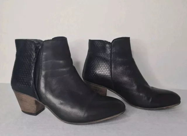 EOS PORTUGAL WOMENS Black Leather Ankle Boot Booty Side Zip Size 40 59.95 PicClick AU
