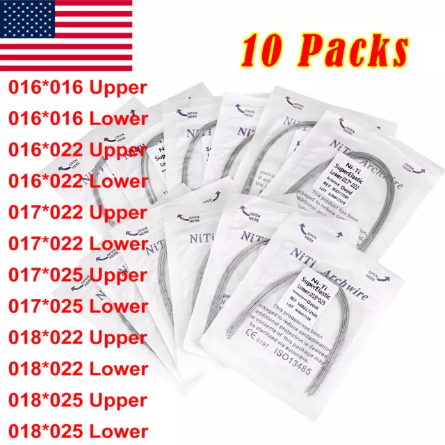 10packs Dental Orthodontic Super Elastic NITI Rectangular Arch Wire Ovoid Form