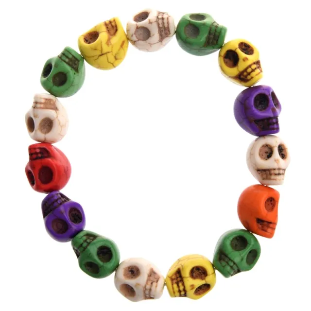 Howlite Turquoise Skull Beads Buddhist Prayer Bracelet Mala T6N84432