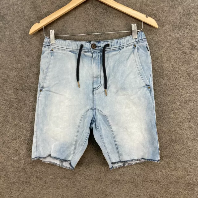 Indie Boys Shorts 12 Years Blue Denim Elastic Waist Drawstring Cotton J25522