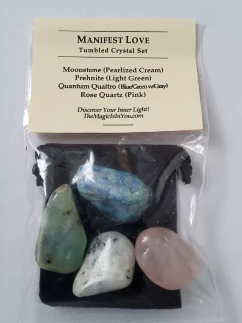 MANIFEST LOVE Healing Crystals Velvet Pouch