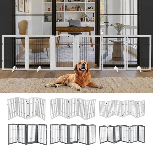 LARGE WOODEN DOG Barrier Gate Freestanding Pet Fence Baby Folding