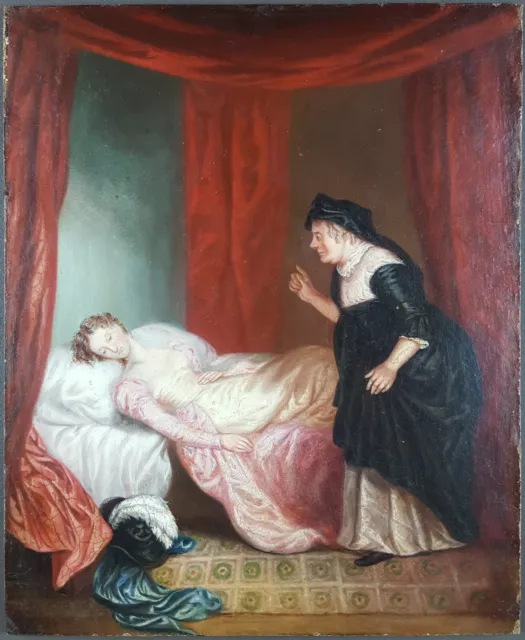 Ancien Tableau "Dame en Robe Allongée" Peinture Antique Oil Painting Ölgemälde