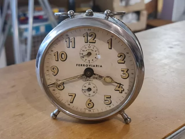 Ferroviaria - Orologio Sveglia Da Tavolo Meccanico A Carica Manuale - Vintage