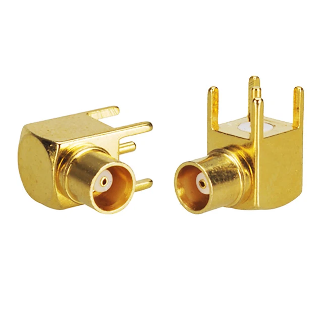 2-Pack MCX Female Jack Socket Right Angle Thru Hole PCB Mount Solder Connector