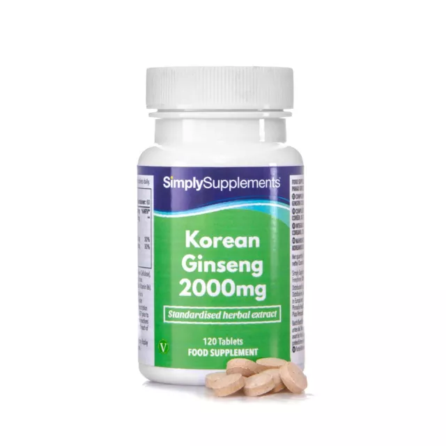 Ginseng Coréen 2000mg - 120 comprimés - Normes de qualité - SimplySupplements