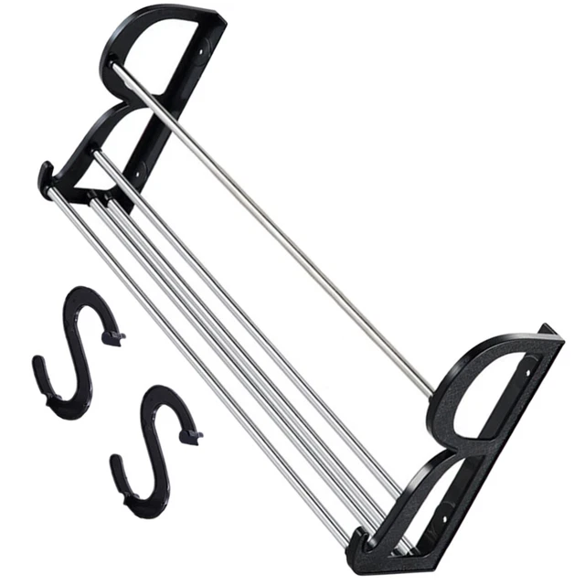 Organisateur De Chaussures LONGHAO 4 Poches Suspendu - Avec 2 Crochets, Noir - Pour Porte, Placard Ou Mur