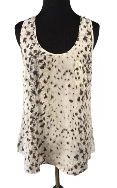 NWT Joie Rain B Tank Top in New Moon Small S Animal Print Silk Blouse Shirt $144