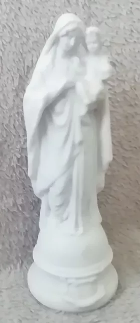 Très belle Ancienne statue VIERGE À L'Enfant en biscuit de porcelaine Blanche