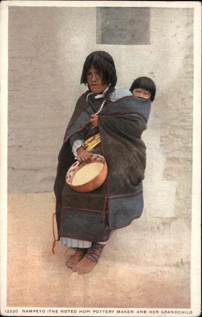 American Indian Hopi Pottery Maker Nampeyo with Child Detroit Pub c1910 PC American Indian Hopi Pottery Maker Nampeyo with Child Detroit Pub c1910 PC