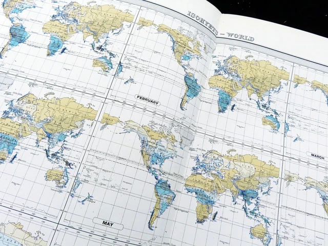 World Ranfall Map ANTIQUE METEOROLOGICAL MAP of the World Rainfall Isohyets Weather Rain ...