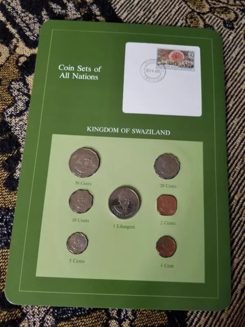 Coins of All Nations - Coins & Stamp Set - Swaziland 1975-1982