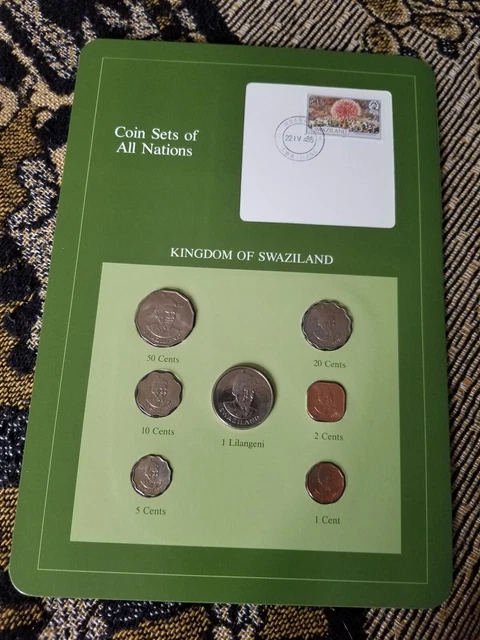 Coins of All Nations - Coins & Stamp Set - Swaziland 1975-1982