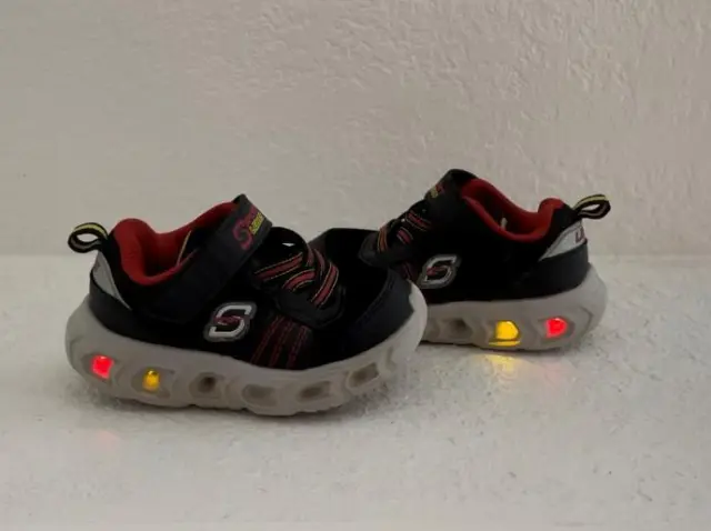Skechers Toddler Boy's Size 6 Black LIGHT UP Kids Sneakers Shoes