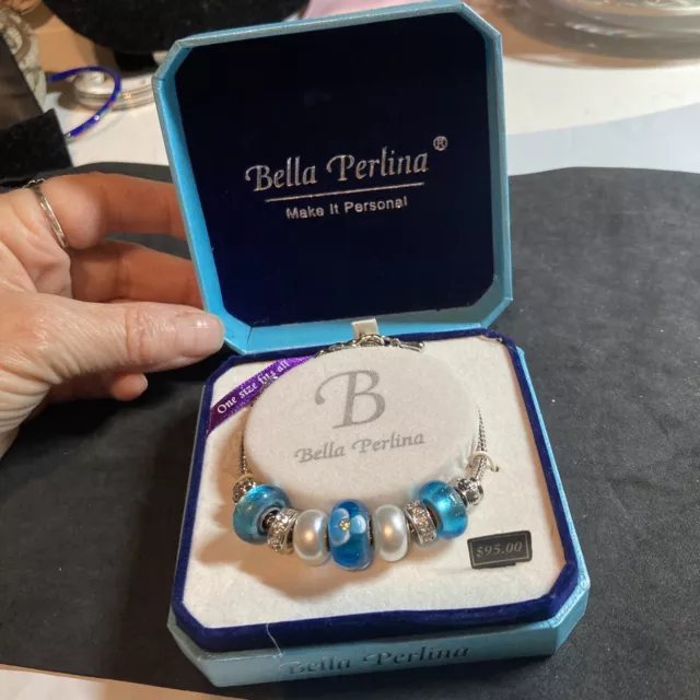 Bella Perlina slider Charm Bracelet B200 Blue And White